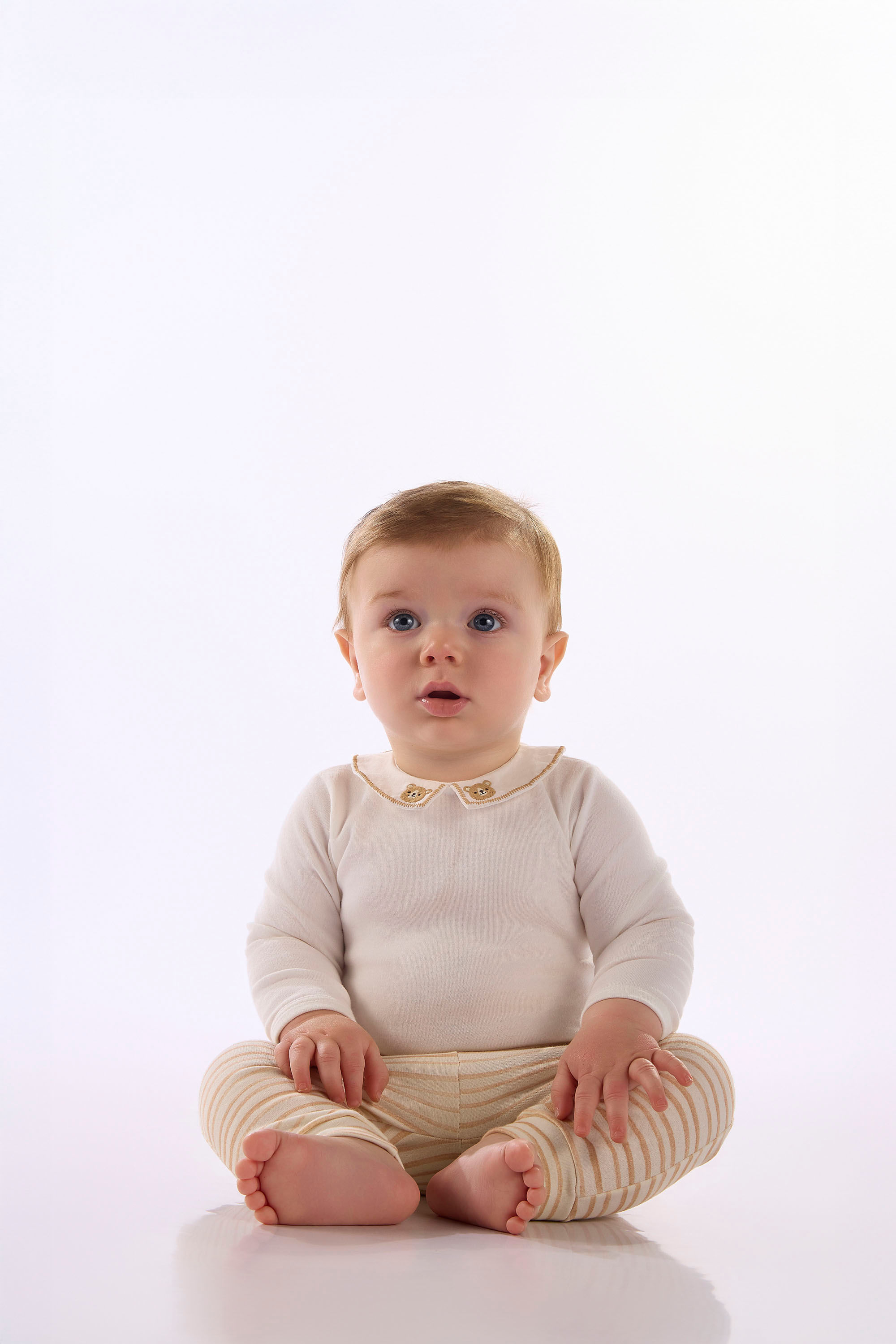 Conjunto Bebê Menino Com Body Gola Dupla E Calça Listrada (Off White) Up Baby