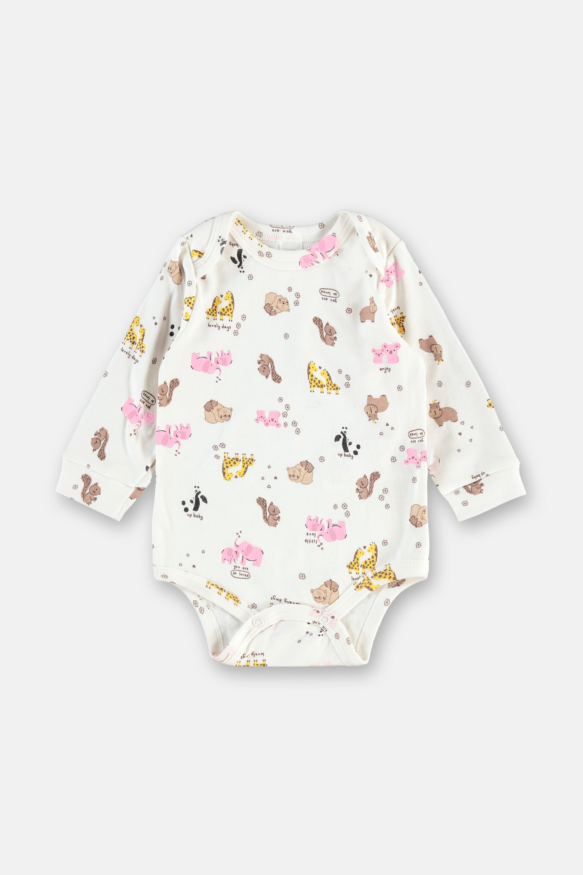 Body Para Bebê Menina Estampado De Animais (Off White) Up Baby