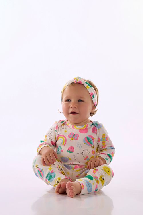 Body Para Bebê Menina Estampado (Branco) Up Baby