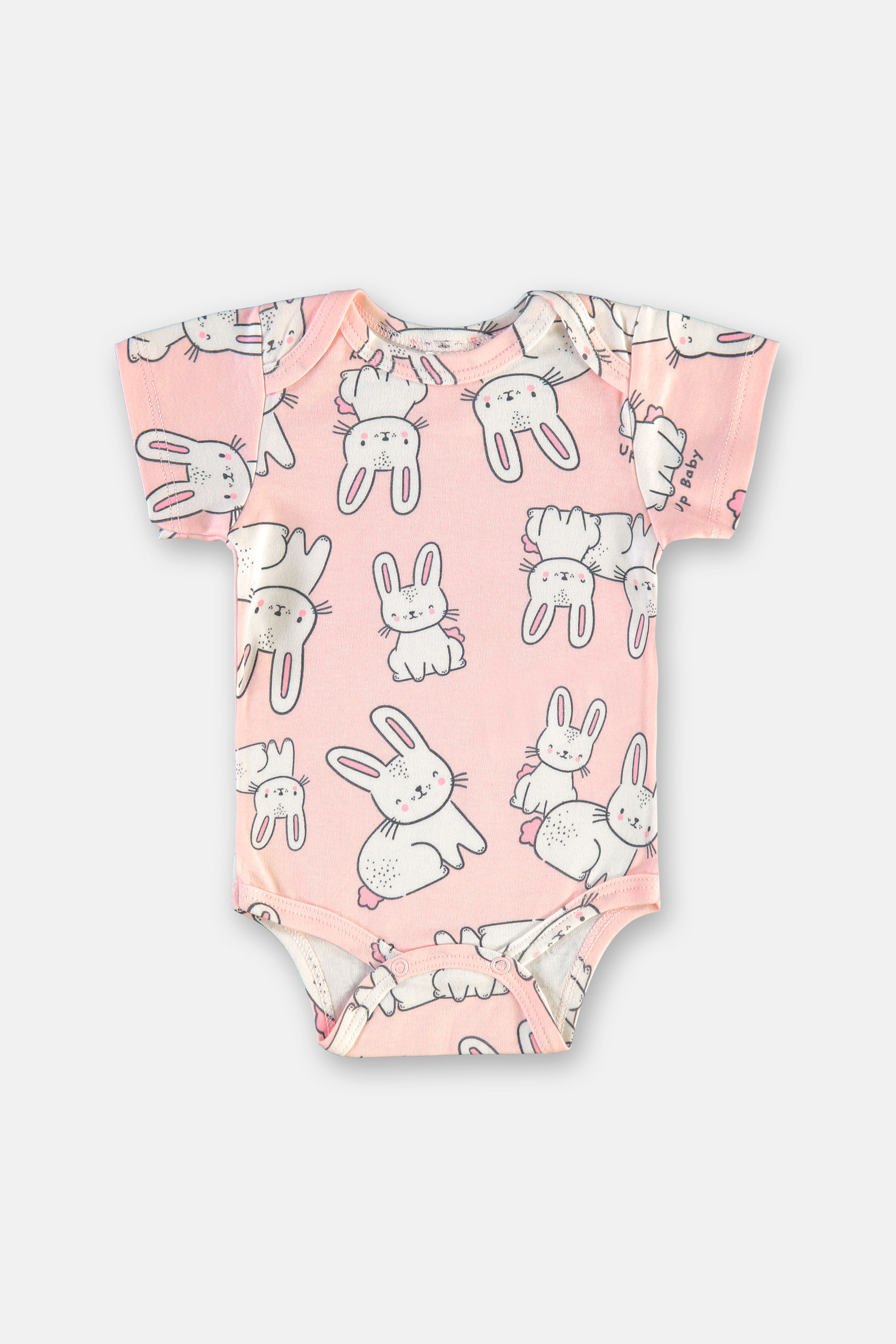 Body Bebê Menina Manga Curta Em Suedine Estampado (Multicolor) Up Baby