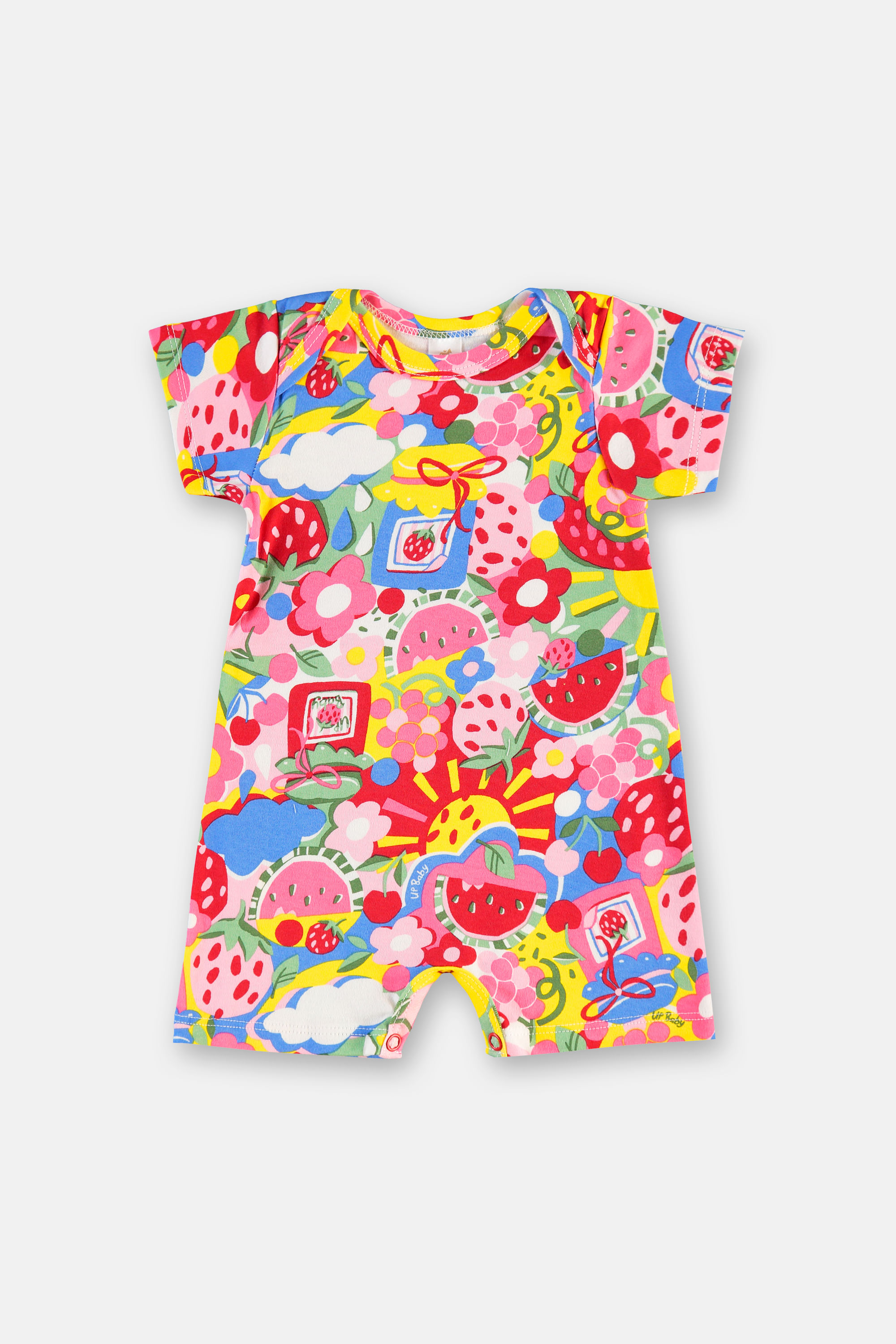 Macaquinho Bebê Menina Em Suedine Estampado (Multicolor) Up Baby