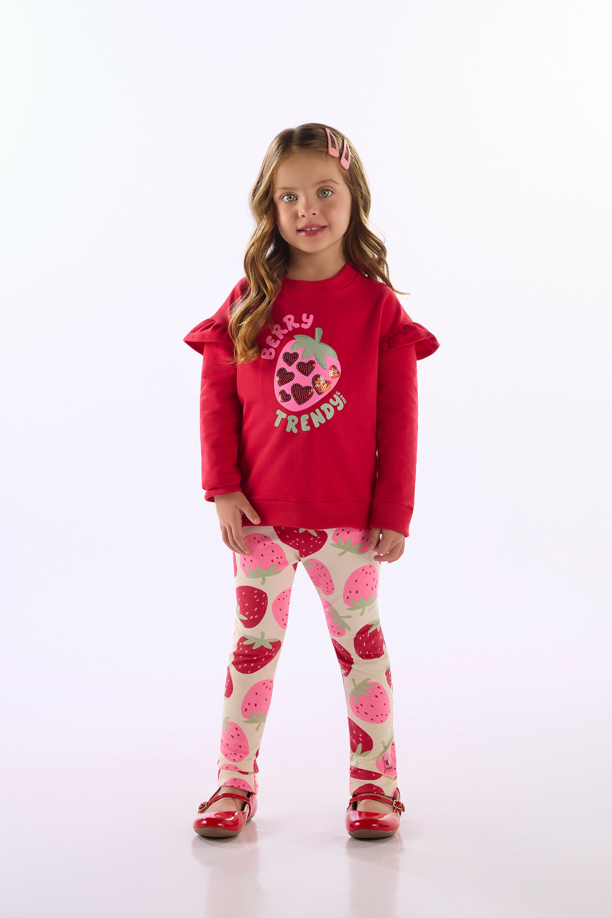 Conjunto Infantil Feminino Com Morangos (Vermelho) Up Baby