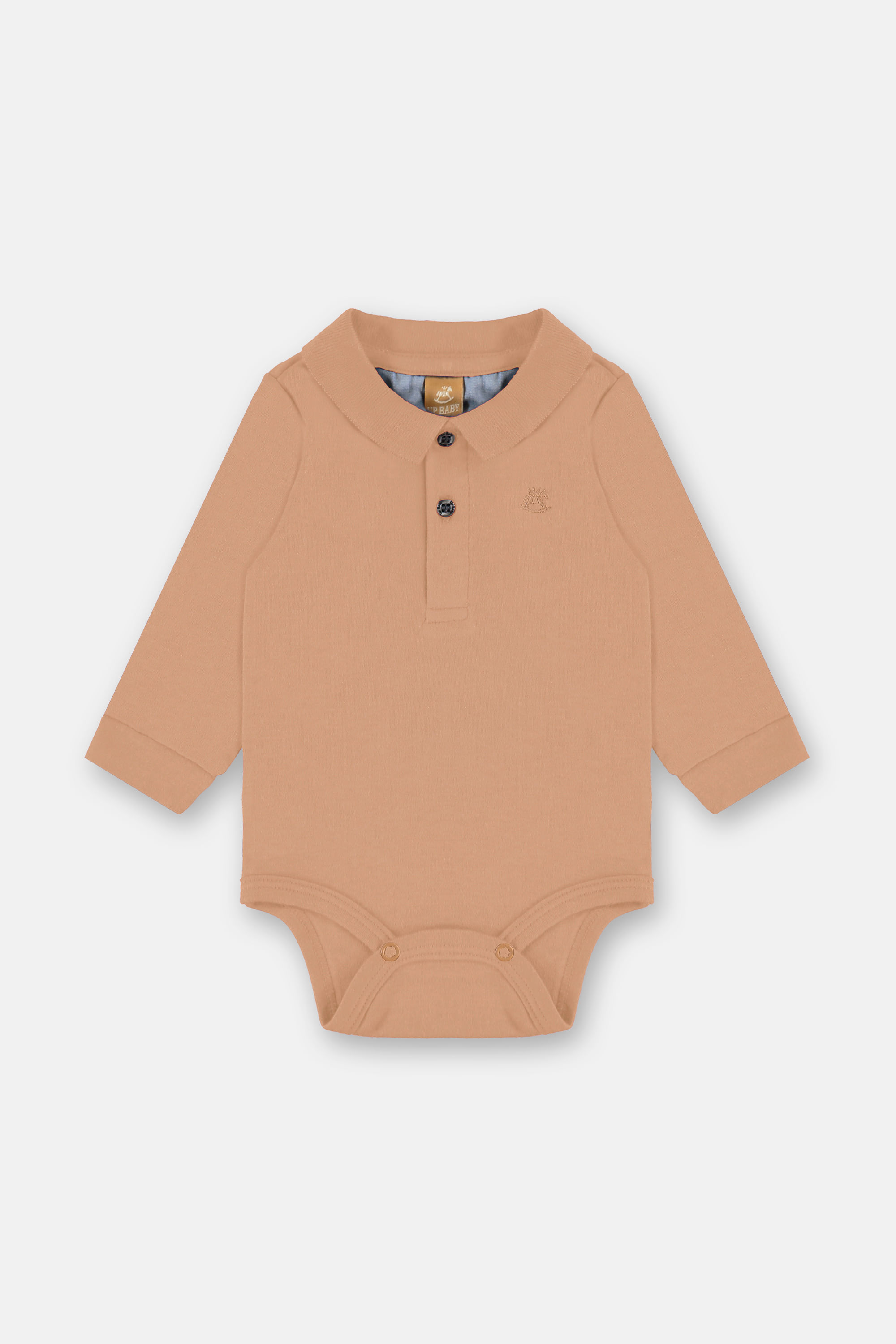 Body Polo Manga Longa Bebê Menino (Bege) Up Baby