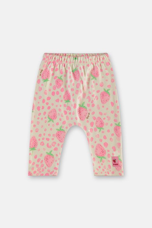 Calça Para Bebê Menina Em Malha Peluciada (Off White) Up Baby