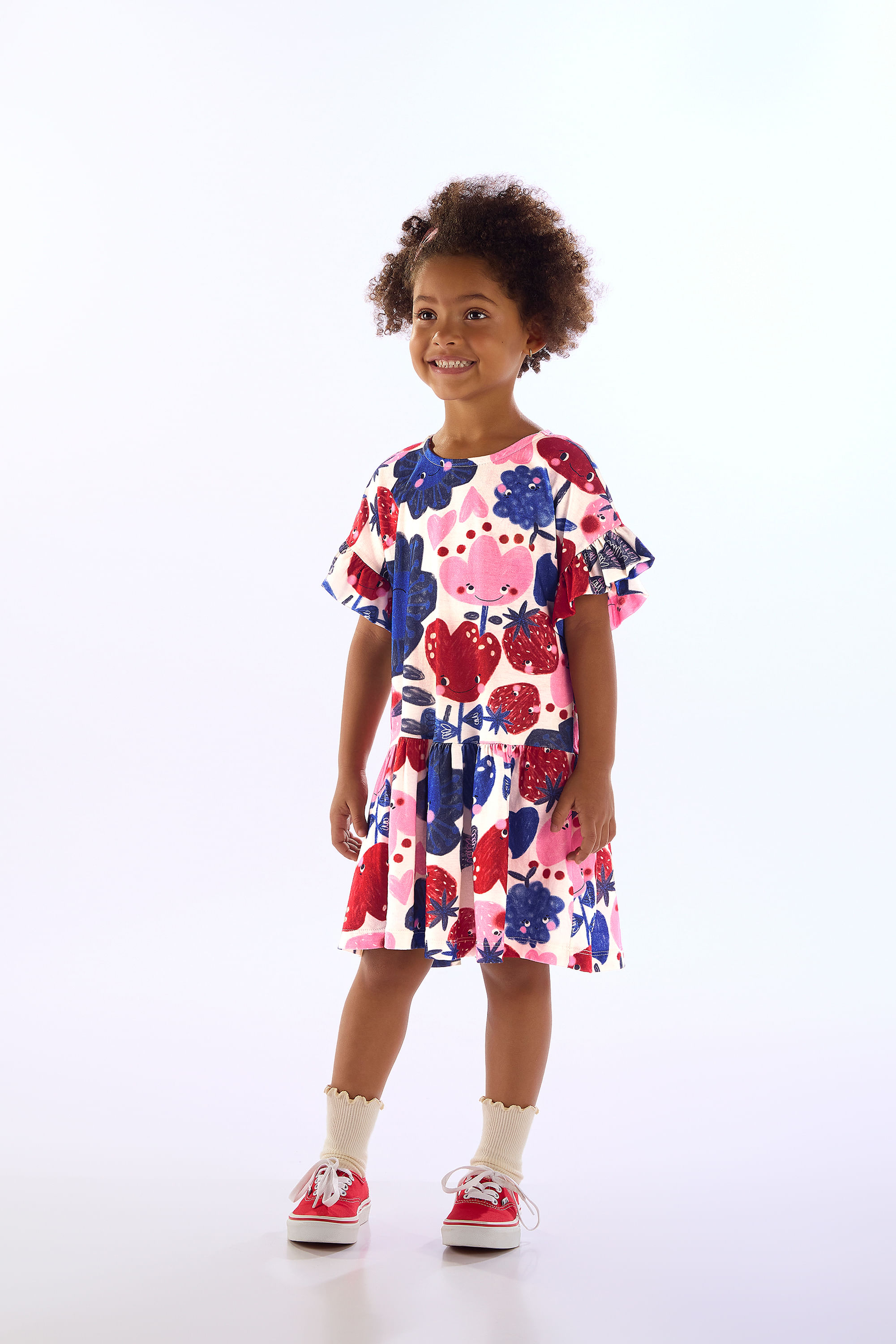 Vestido Infantil Tulipa em Meia Malha (Branco) Três e Já