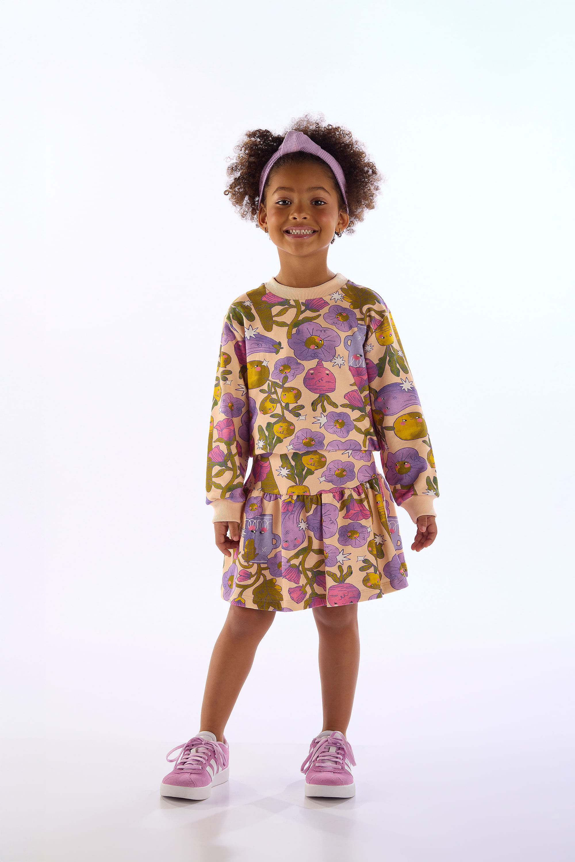 Conjunto Infantil Pomar com Blusão e Saia (Rosa) Três e Já