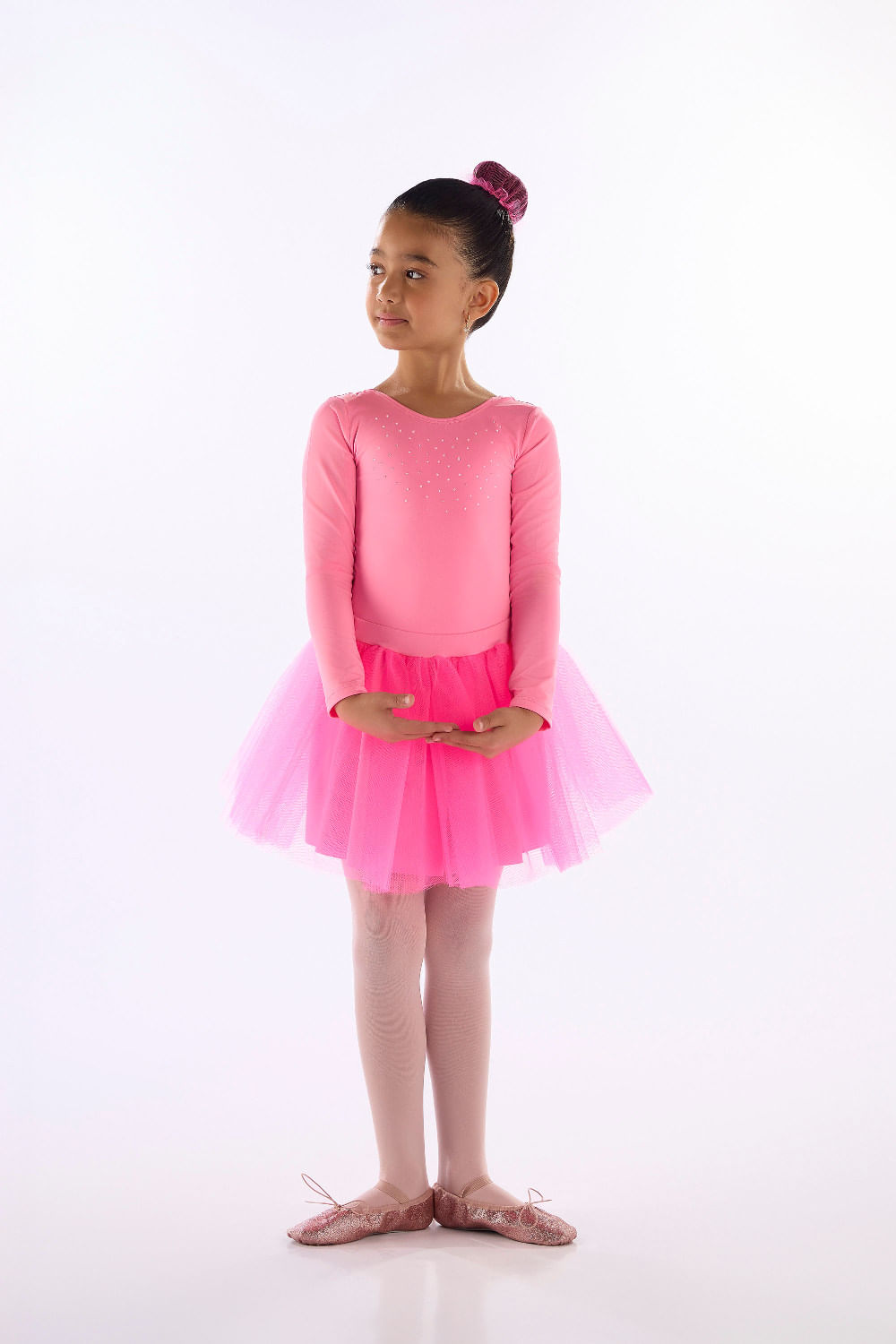 Saia Infantil em Tule com Forro e Rede de Cabelo (Rosa) Quimby