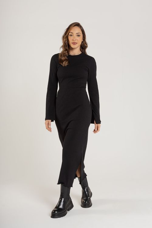 Blusa Feminina em Ribana Canelada (Preto) Just Basic