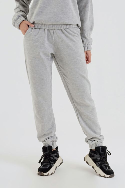 Calça Básica em Moletom Feminino Adulto (Cinza) Just Basic