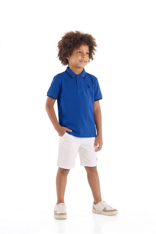 Camisa Polo Infantil Masculina em Piquet com Elastano (Azul Marinho) Quimby