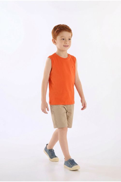 Regata Infantil Masculina em Algodão Básico (Laranja) Up Baby