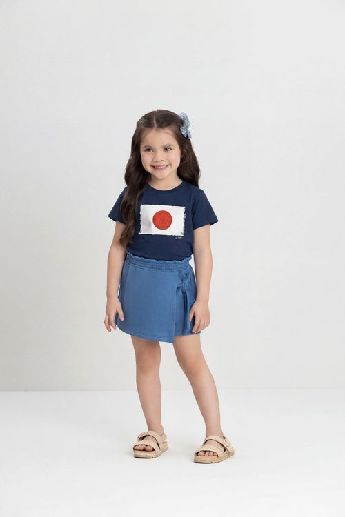 Camisa Infantil Unissex com Bandeira Japão (Azul) Up Baby