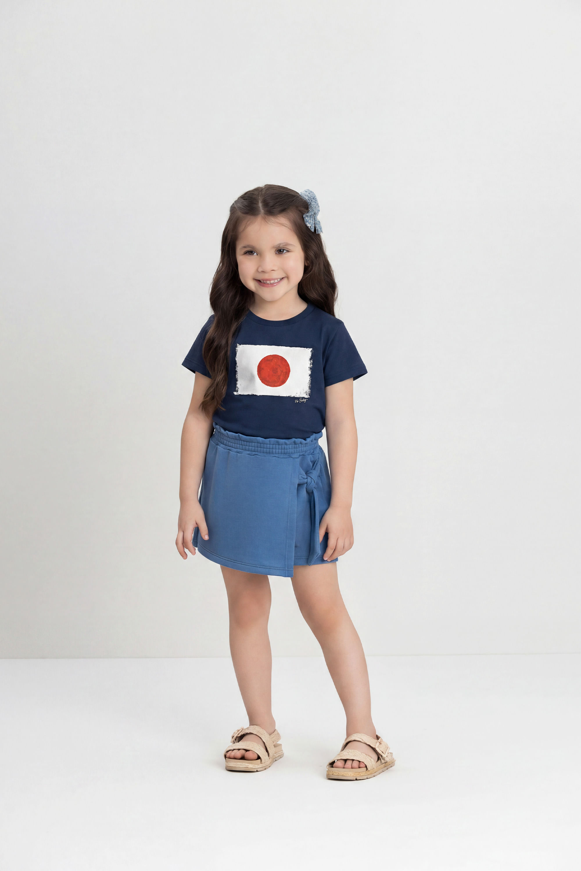 Camisa Infantil Unissex com Bandeira Japão (Azul) Up Baby