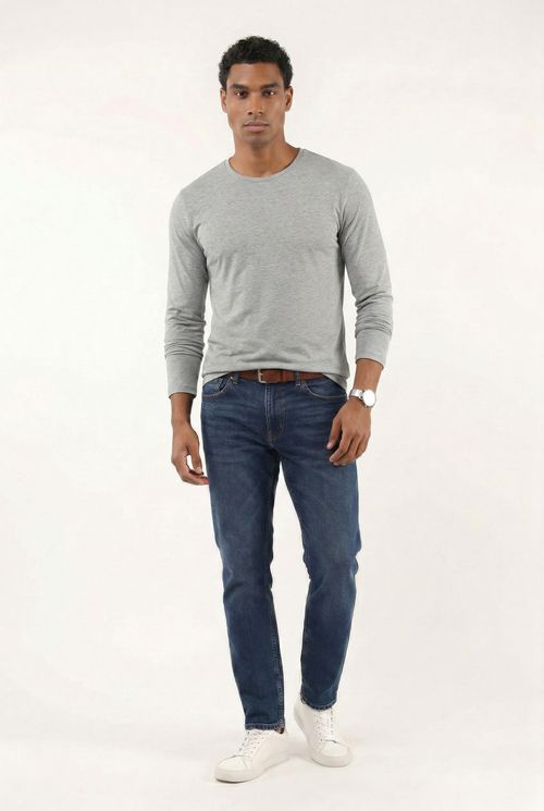Camiseta Básica de Mangas Longas Masculino Adulto (Cinza) Just Basic