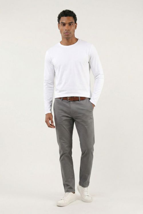 Camiseta Básica de Mangas Longas Masculino Adulto (Branco) Just Basic