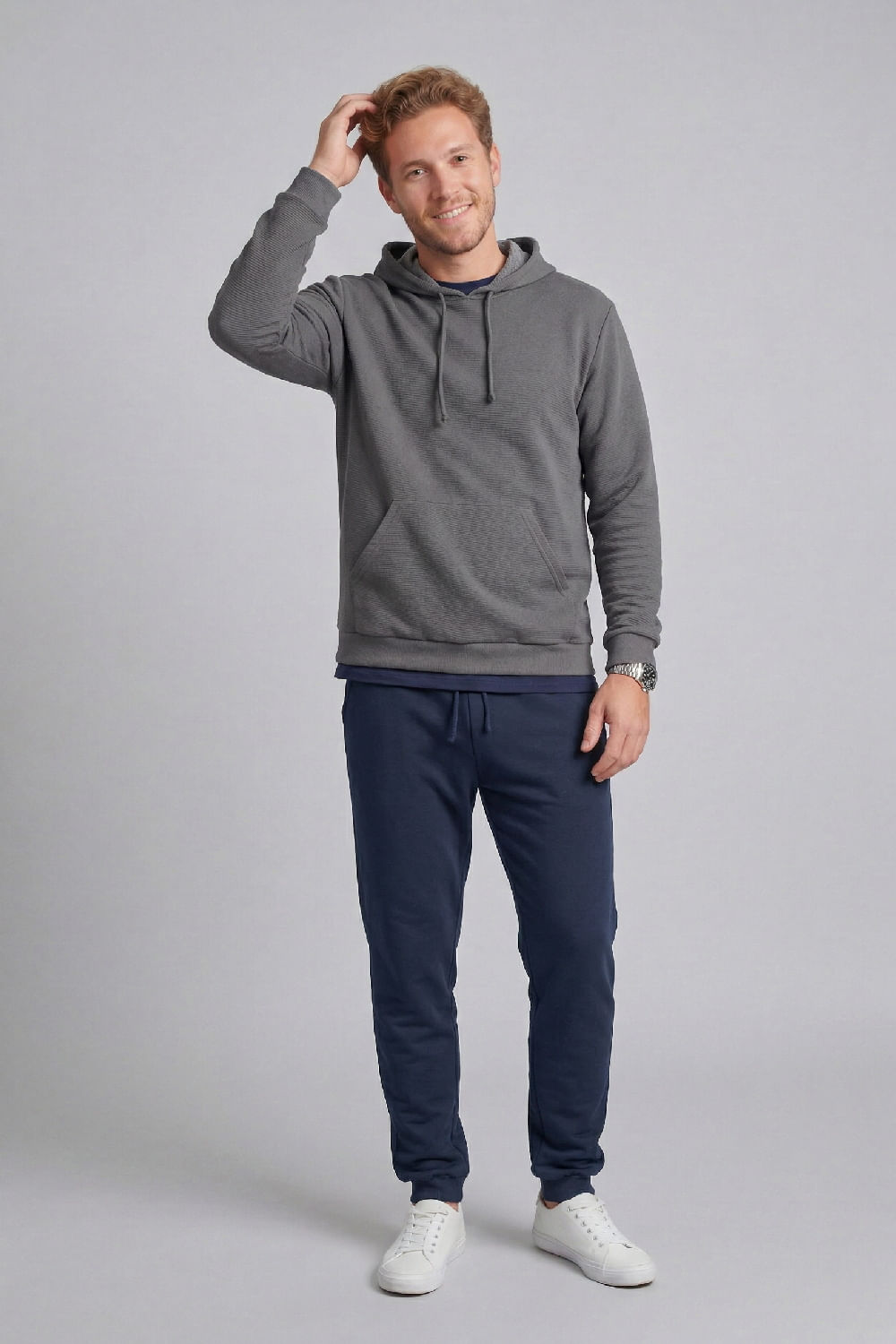 Blusão Masculino em Moletom Gorgurão (Cinza) Just Basic