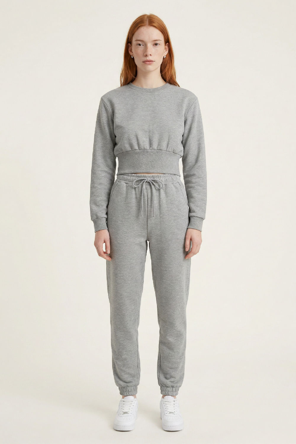 Blusão Cropped Feminino em Moletom Felpado (Cinza) Just Basic