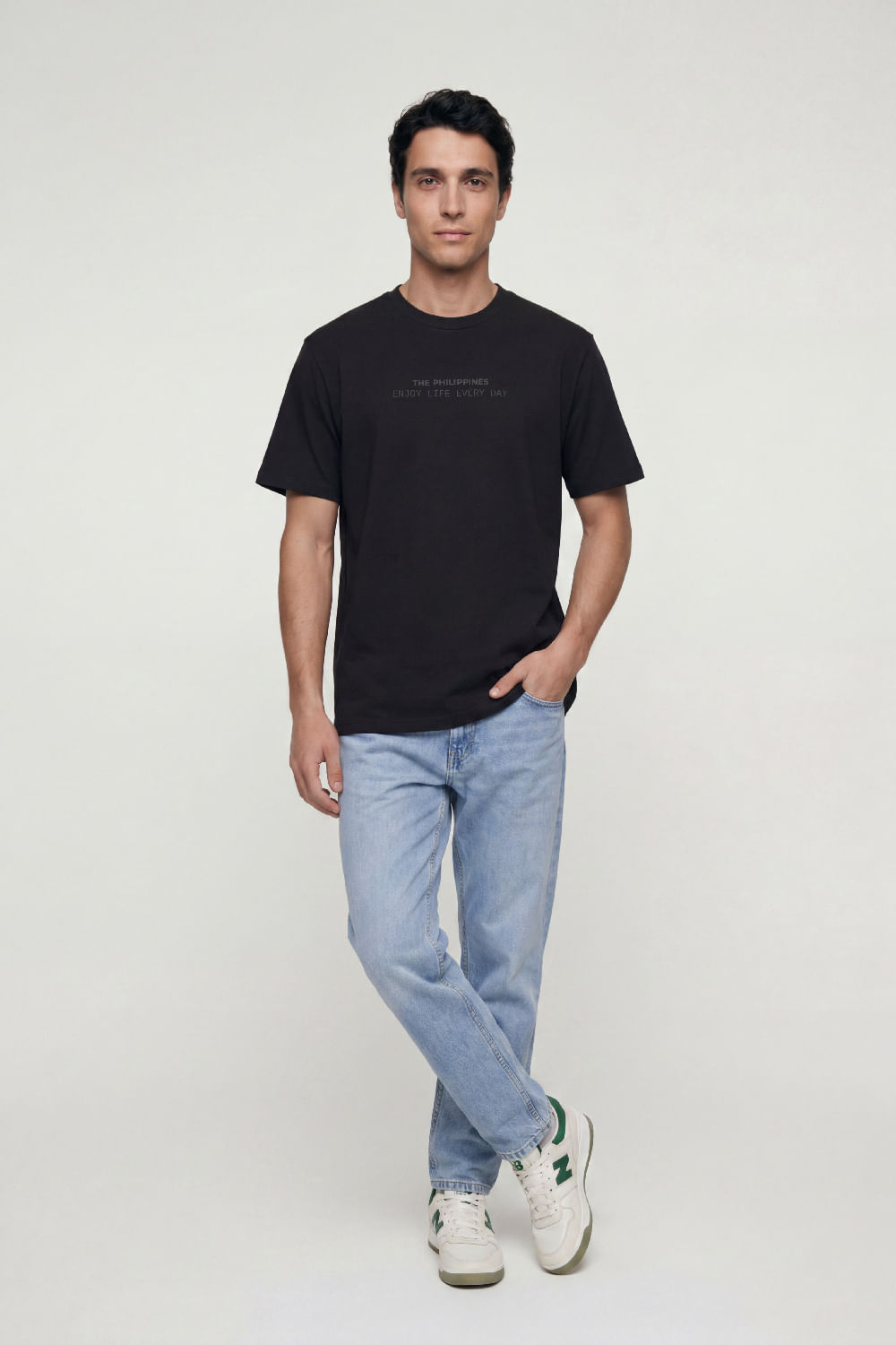 Camiseta Básica Masculina em Meia Malha (Preto) The Philippines