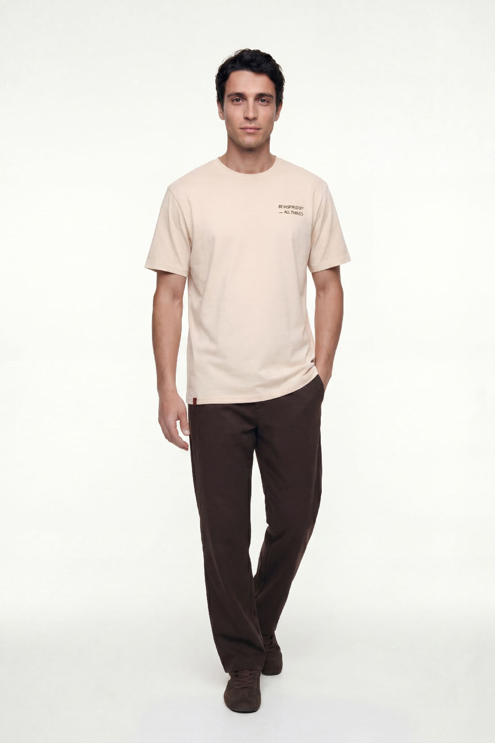Camiseta Masculina em Moletinho Rústico (Bege) The Philippines