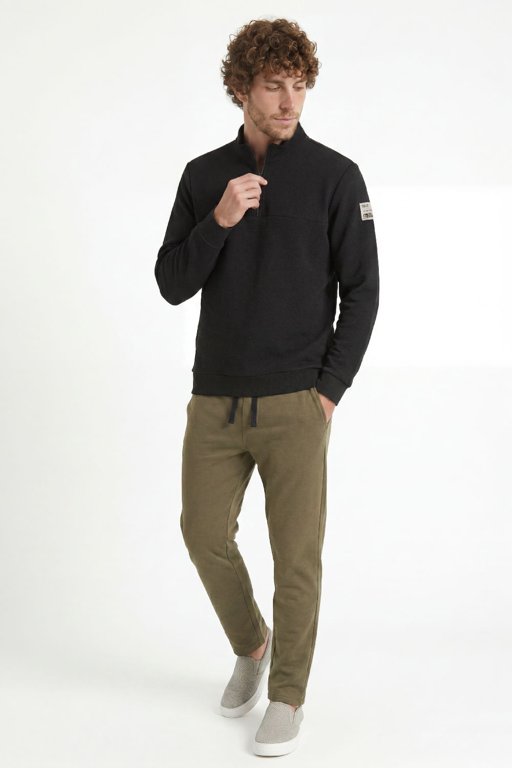 Blusão Masculino em Moletom Matelassê sem Felpa (Preto) The Philippines