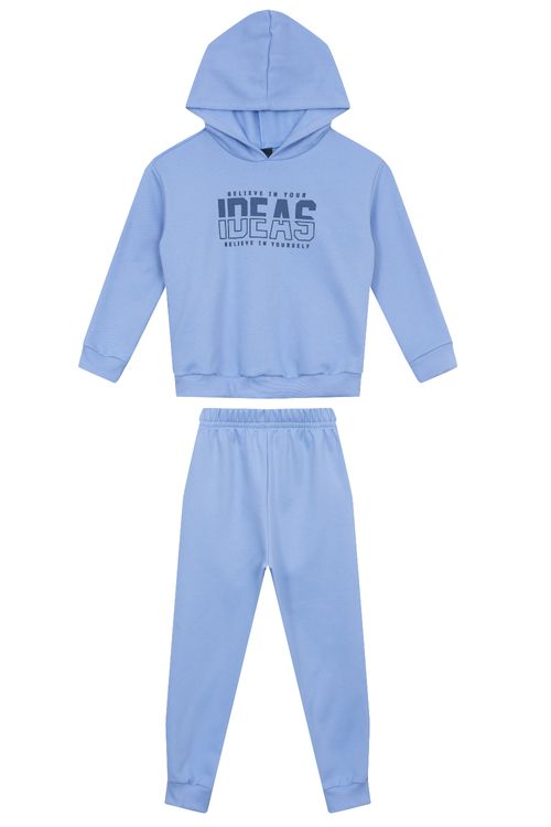Conjunto Infantil Menino com Blusão e Calça em Moletom Felpado (Azul) Guloseima
