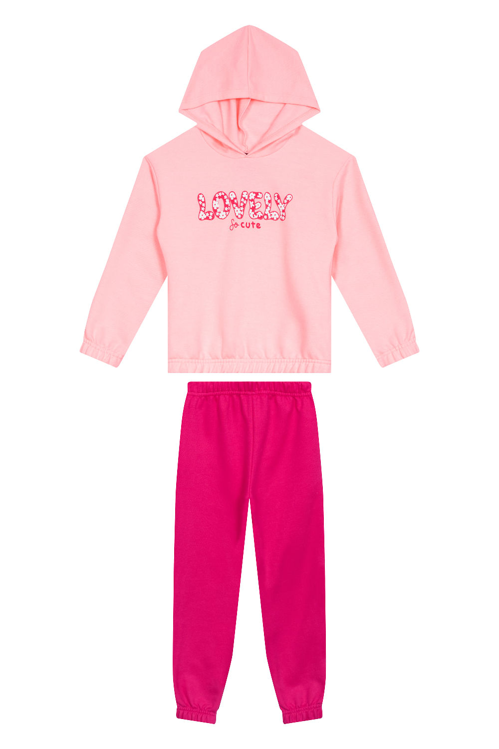 Conjunto Infantil Menina com Blusão e Calça em Moletom (Rosa Claro) Guloseima